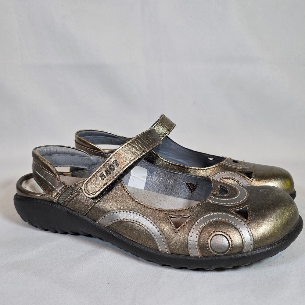 Naot Rongo Slingback Bronze Womens 38 Mary Jane Flat Leather Comfort Boho Shoes